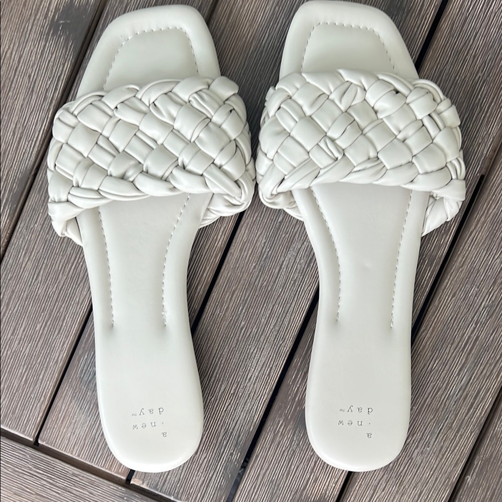 a new day White Braided Slide Sandals